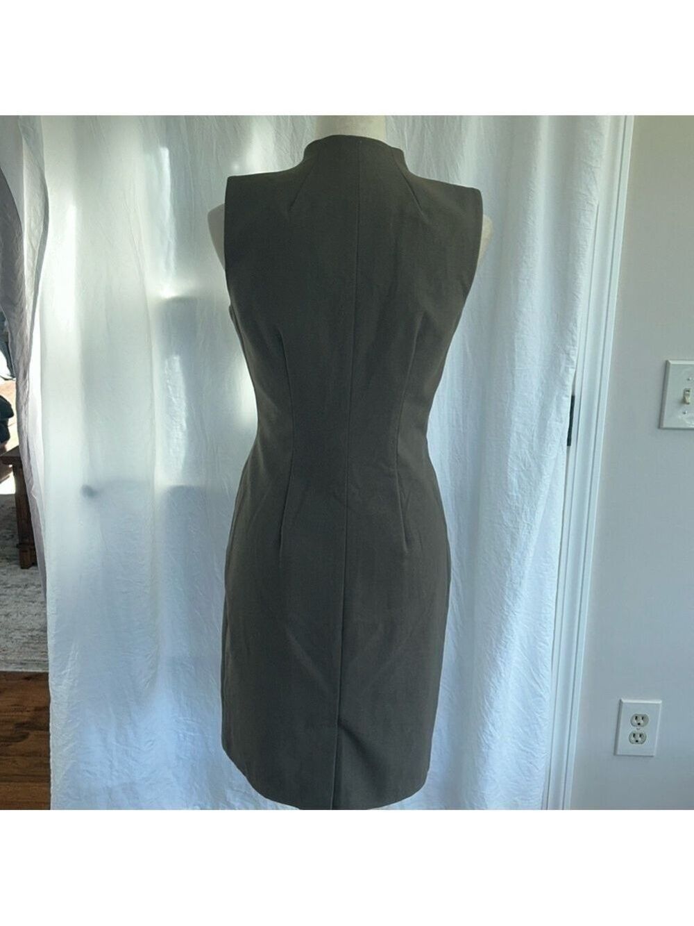 Unique deep Green/Brown Zipper Dress: Size 4 - Picture 4 of 8